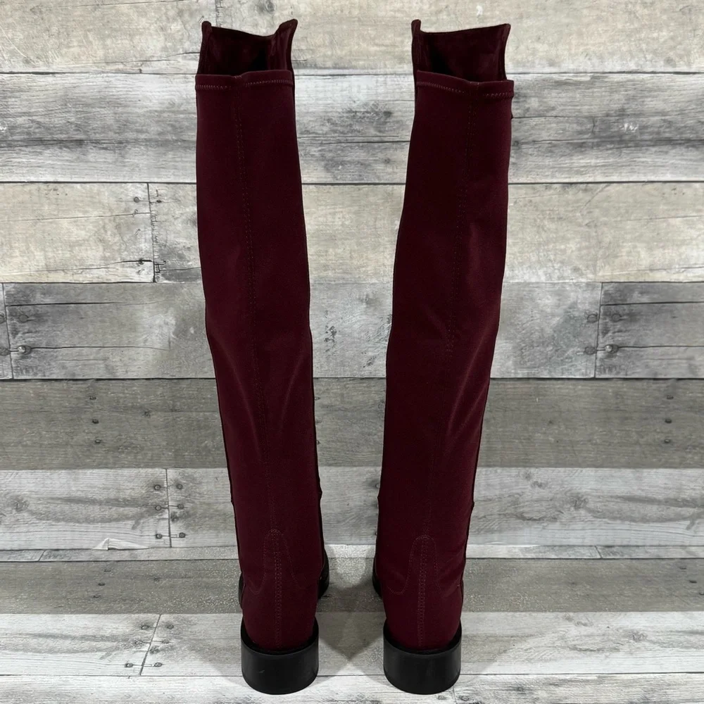 NWOT STUART WEITZMAN 5050 OVER THE KNEE SUEDE BOOTS IN CABERNET - SIZE - 5B .US